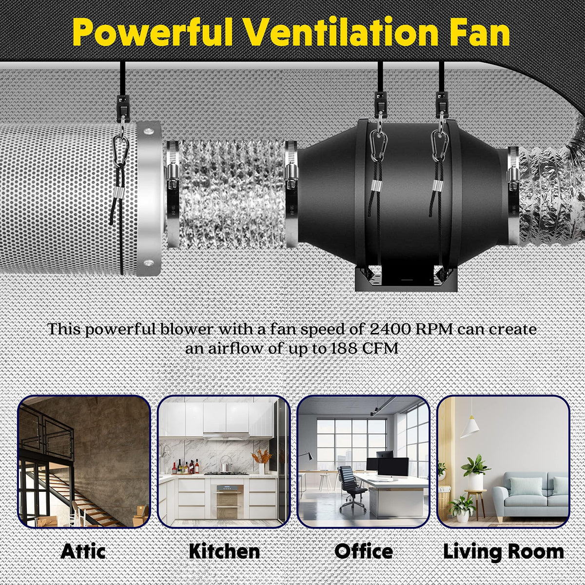 iPower Inline Fan Circulation Vent Blower and Air Carbon Filter Ducting Combo for Grow Tent Ventilation
