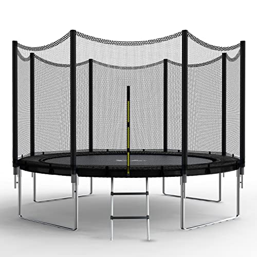 Simple Deluxe Trampoline for Kids with Safety Enclosure Net Wind Stakes 12FT Simple Deluxe 400LBS Weight Capacity Outdoor Backyards Trampolines with Non-Slip Ladder for Children Adults Family, Black