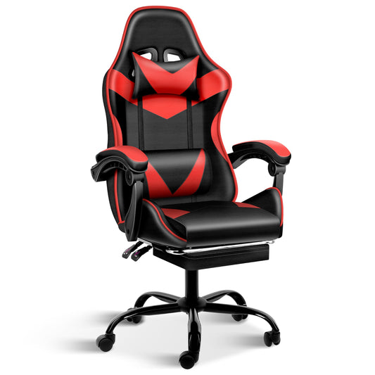 Simple Deluxe Gaming Chair, High Back Office Computer Desk Chair, Recliner Swivel Video Game Chair with Footrest, Adjustable Lumbar Support,Height Adjustable Seat and Backrest