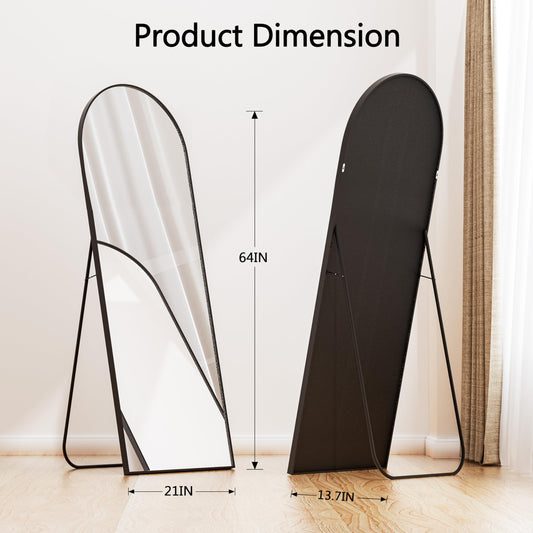InfiniPower Arched Full Length Mirror, Floor Mirror with Stand, 59"x16" Large Mirror, Wall Mirror Full Length, Body Floor Mirror, Wall Mounted Mirror for Bedroom, Black