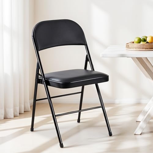 YSSOA 2 Pack Folding Chairs with Padded Vinyl Cushion Seats Commercial Event Seat