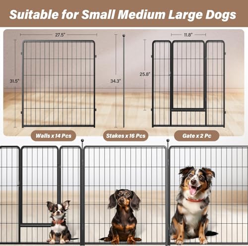 YSSOA Dog Playpen Indoor, Puppy Playpen Indoor Outdoor for Yard, Camping, RV, Heavy Duty Dog Pen for Puppies/Small/Medium Dogs, Black