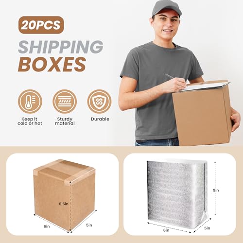 YSSOA Thermo Chill Double Insulated Carton with Foil Insulated Bag Liner, Small Mailing Box, Shipping Box for Mailing, Shipping, Packing, Moving,Box Inside Dimension