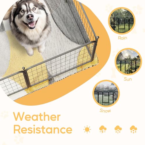 HealSmart Dog Playpen Indoor, Puppy Playpen Indoor for Yard, Camping, 24" Height 8 Panels Heavy Duty Dog Pen for Puppies/Small Dogs, Black
