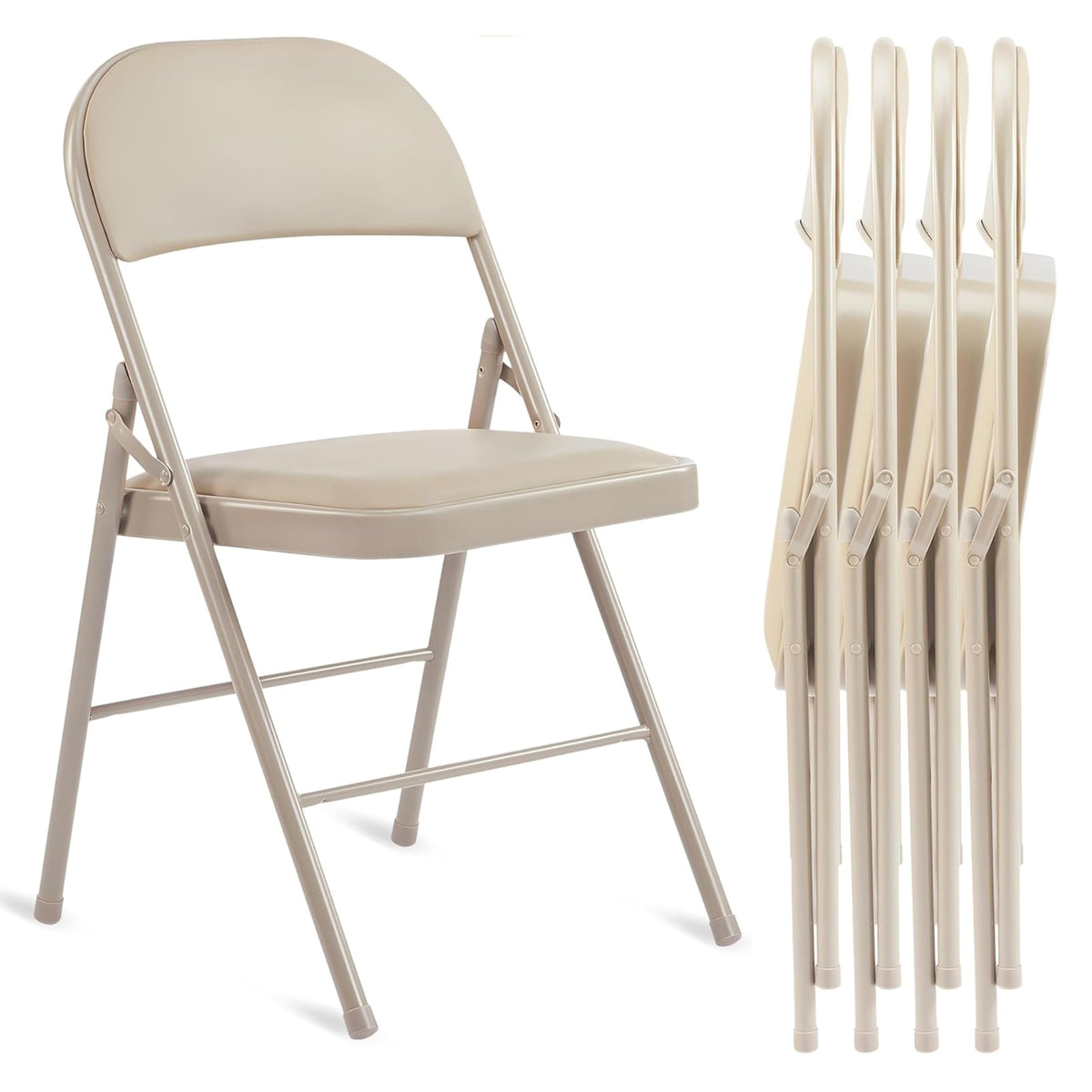 YSSOA 2 Pack Folding Chairs with Padded Vinyl Cushion Seats Commercial Event Seat