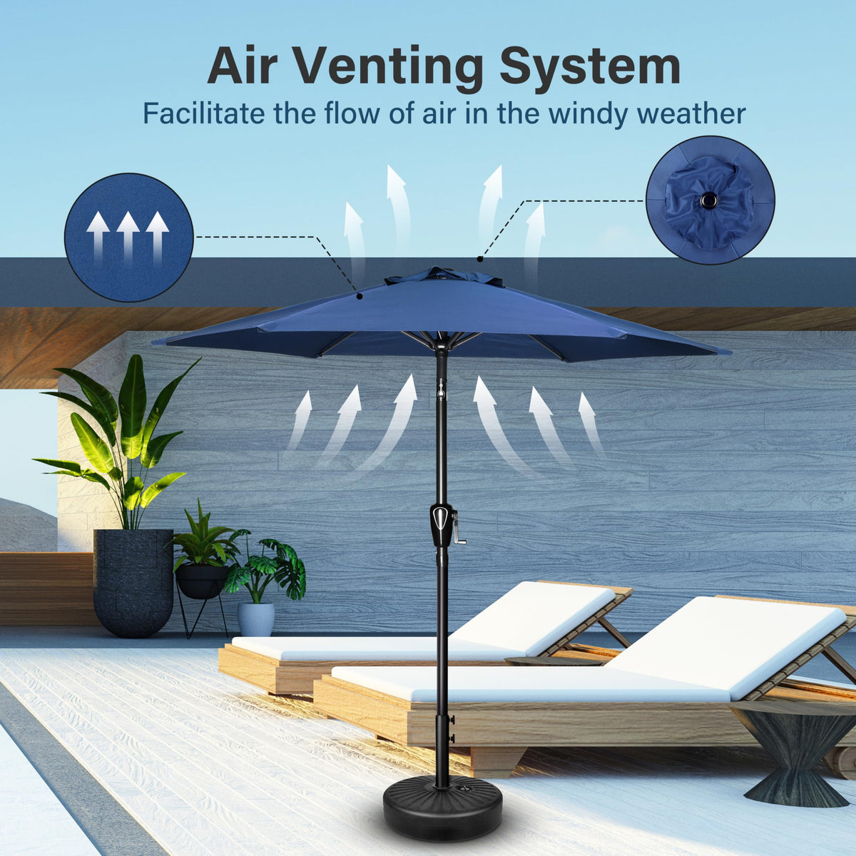 Simple Deluxe Patio Umbrella Outdoor Table Market Yard Umbrella with Push Button