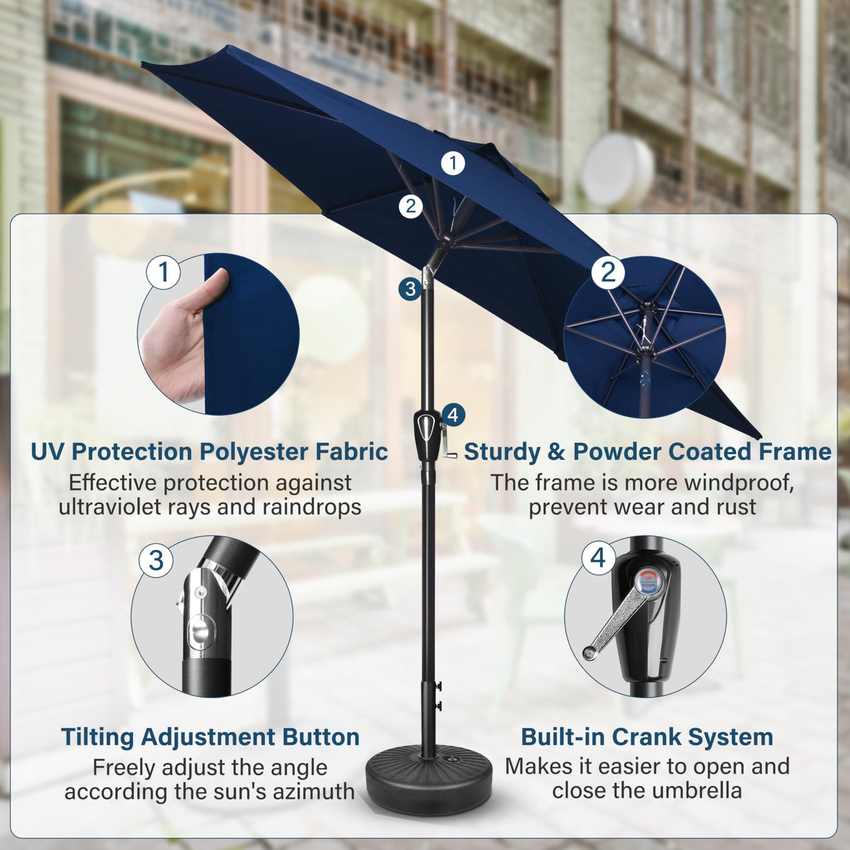 Simple Deluxe Patio Umbrella Outdoor Table Market Yard Umbrella with Push Button