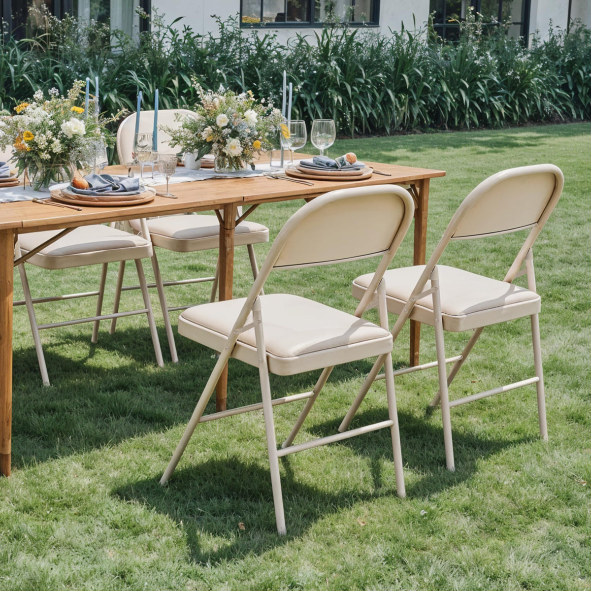 YSSOA 2 Pack Folding Chairs with Padded Vinyl Cushion Seats Commercial Event Seat