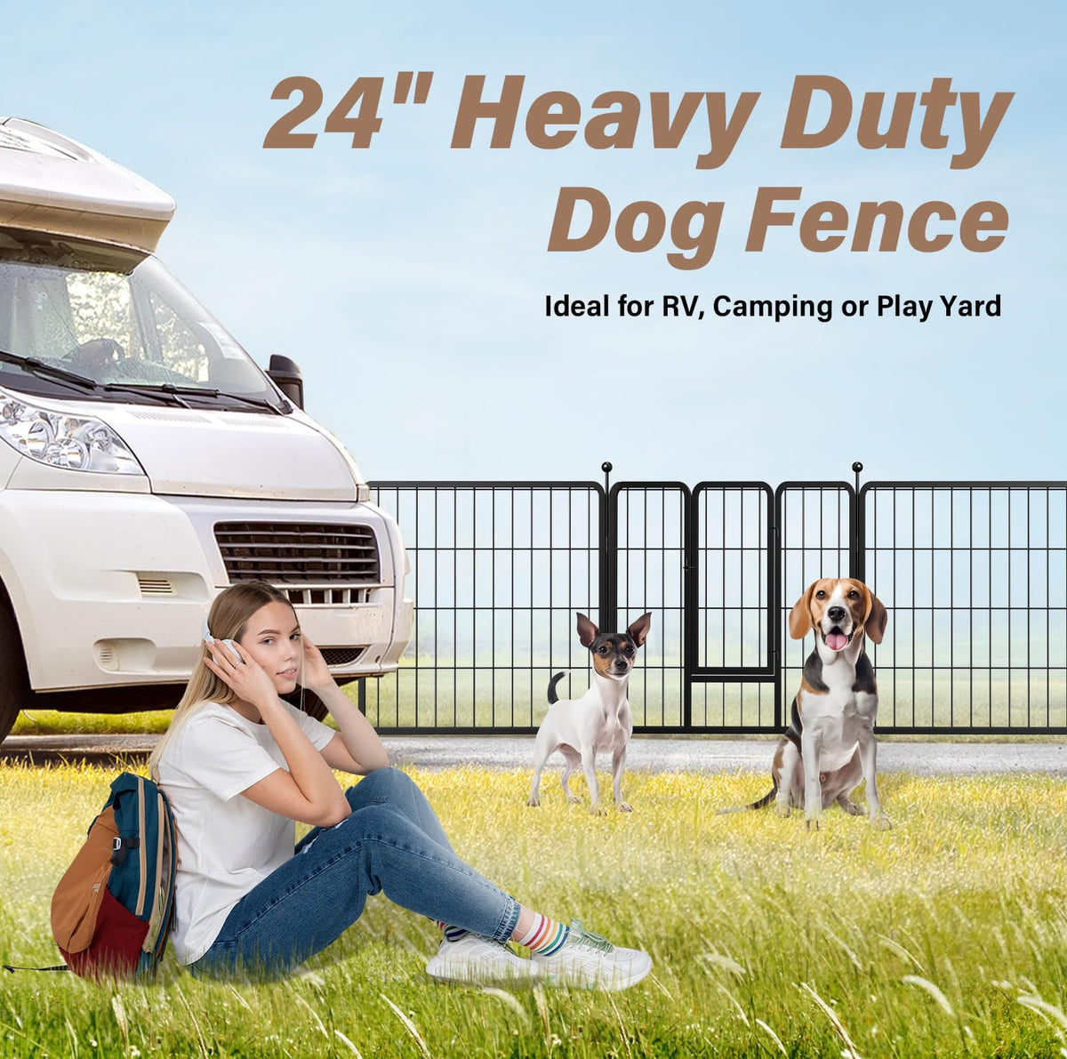 YSSOA Dog Playpen Indoor, Puppy Playpen Indoor Outdoor for Yard, Camping, RV, Heavy Duty Dog Pen for Puppies/Small/Medium Dogs, Black