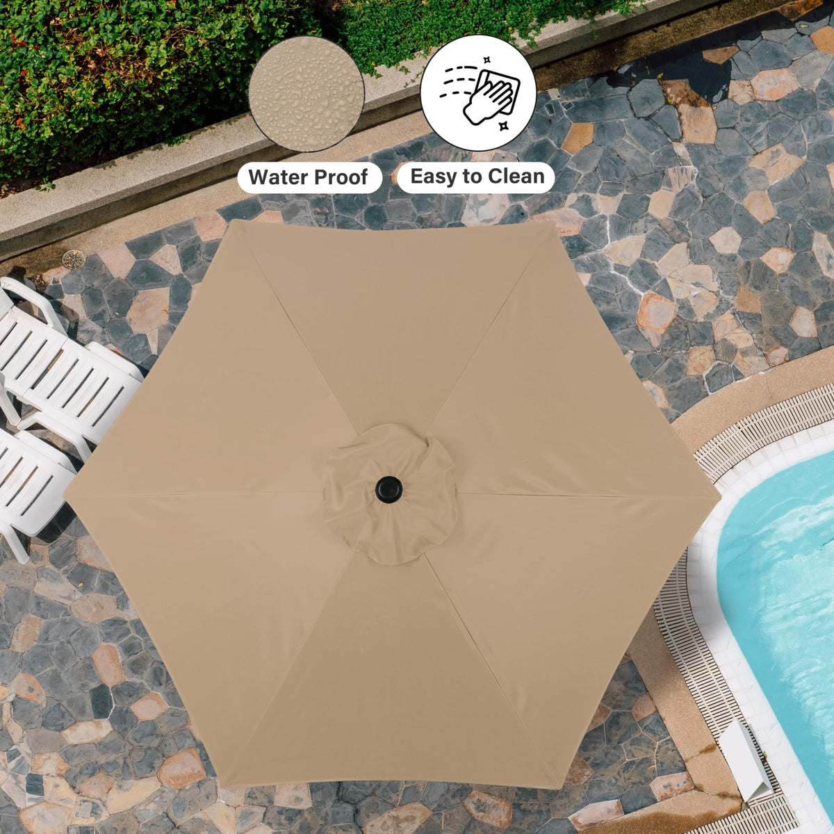 Simple Deluxe Patio Umbrella Outdoor Table Market Yard Umbrella with Push Button