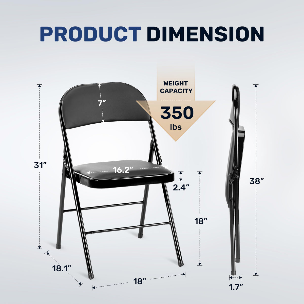 YSSOA 2 Pack Folding Chairs with Padded Vinyl Cushion Seats Commercial Event Seat