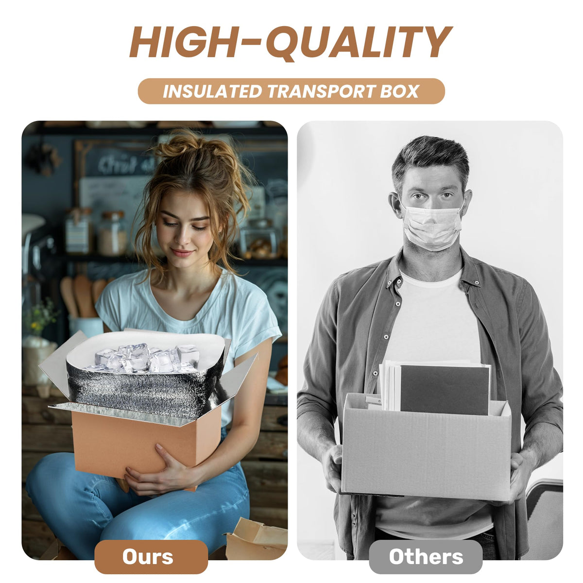 YSSOA Thermo Chill Double Insulated Carton with Foil Insulated Bag Liner, Small Mailing Box, Shipping Box for Mailing, Shipping, Packing, Moving,Box Inside Dimension