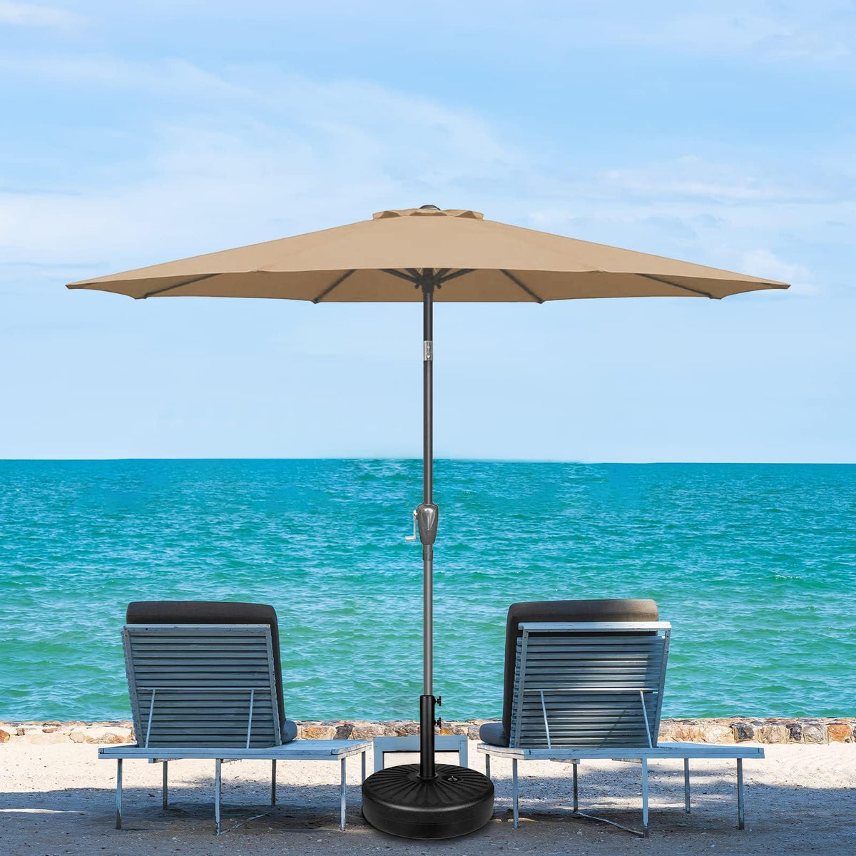 Simple Deluxe Patio Umbrella Outdoor, UV Protection Sunshade with Push Button Tilt/Crank and 8 Sturdy Ribs, for Table Garden Lawn Beach Pool
