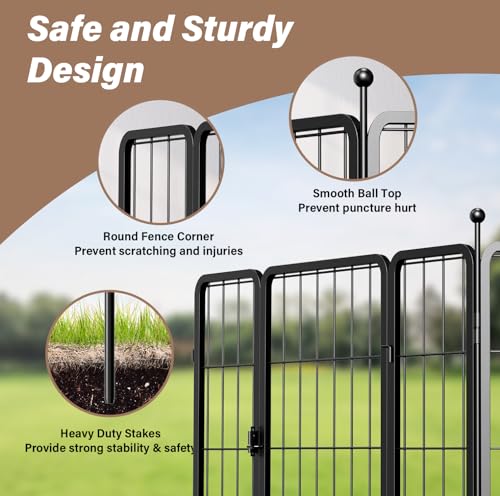 YSSOA Dog Playpen Indoor, Puppy Playpen Indoor Outdoor for Yard, Camping, RV, Heavy Duty Dog Pen for Puppies/Small/Medium Dogs, Black