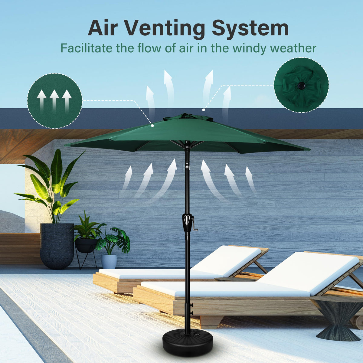 Simple Deluxe Patio Umbrella Outdoor Table Market Yard Umbrella with Push Button
