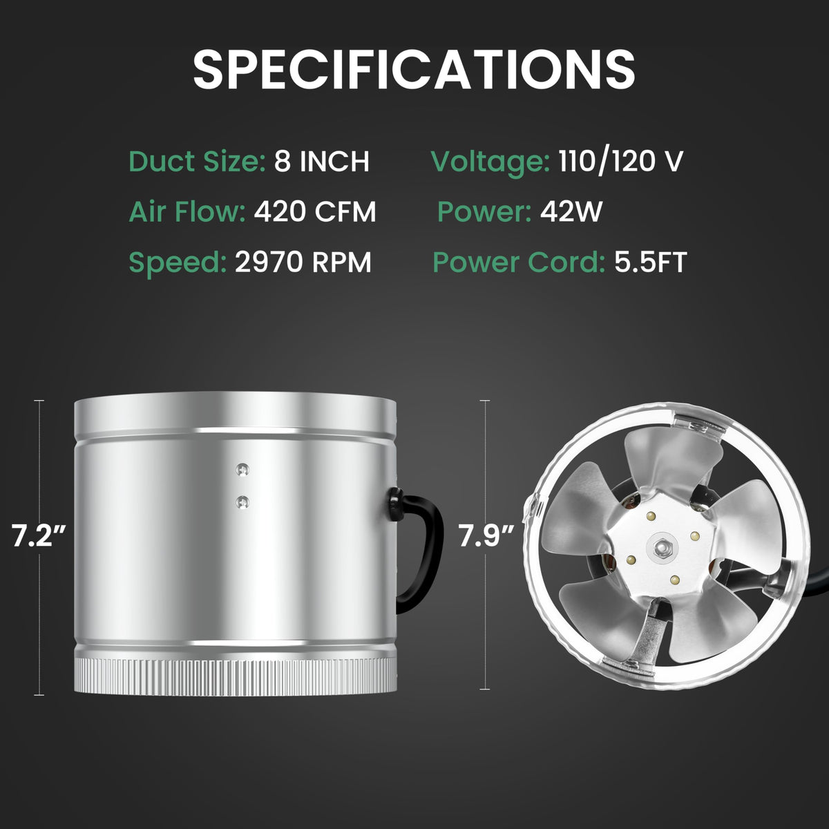 iPower Inline Booster Duct Fan