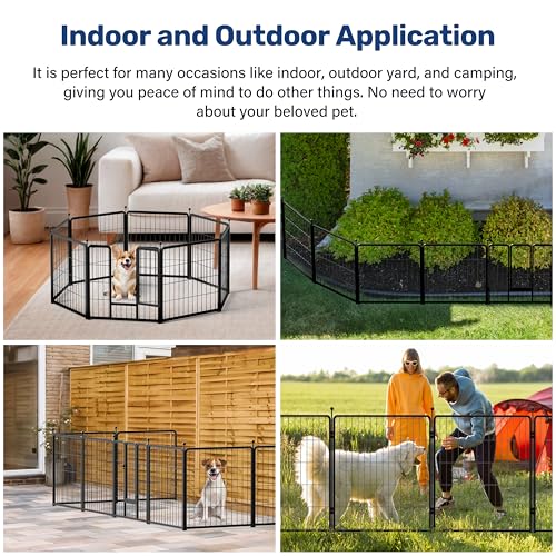YSSOA Dog Playpen Indoor, Puppy Playpen Indoor Outdoor for Yard, Camping, RV, Heavy Duty Dog Pen for Puppies/Small/Medium Dogs, Black