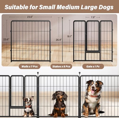 YSSOA Dog Playpen Indoor, Puppy Playpen Indoor Outdoor for Yard, Camping, RV, Heavy Duty Dog Pen for Puppies/Small/Medium Dogs, Black