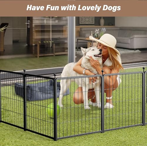 YSSOA Dog Playpen Indoor, Puppy Playpen Indoor Outdoor for Yard, Camping, RV, Heavy Duty Dog Pen for Puppies/Small/Medium Dogs, Black