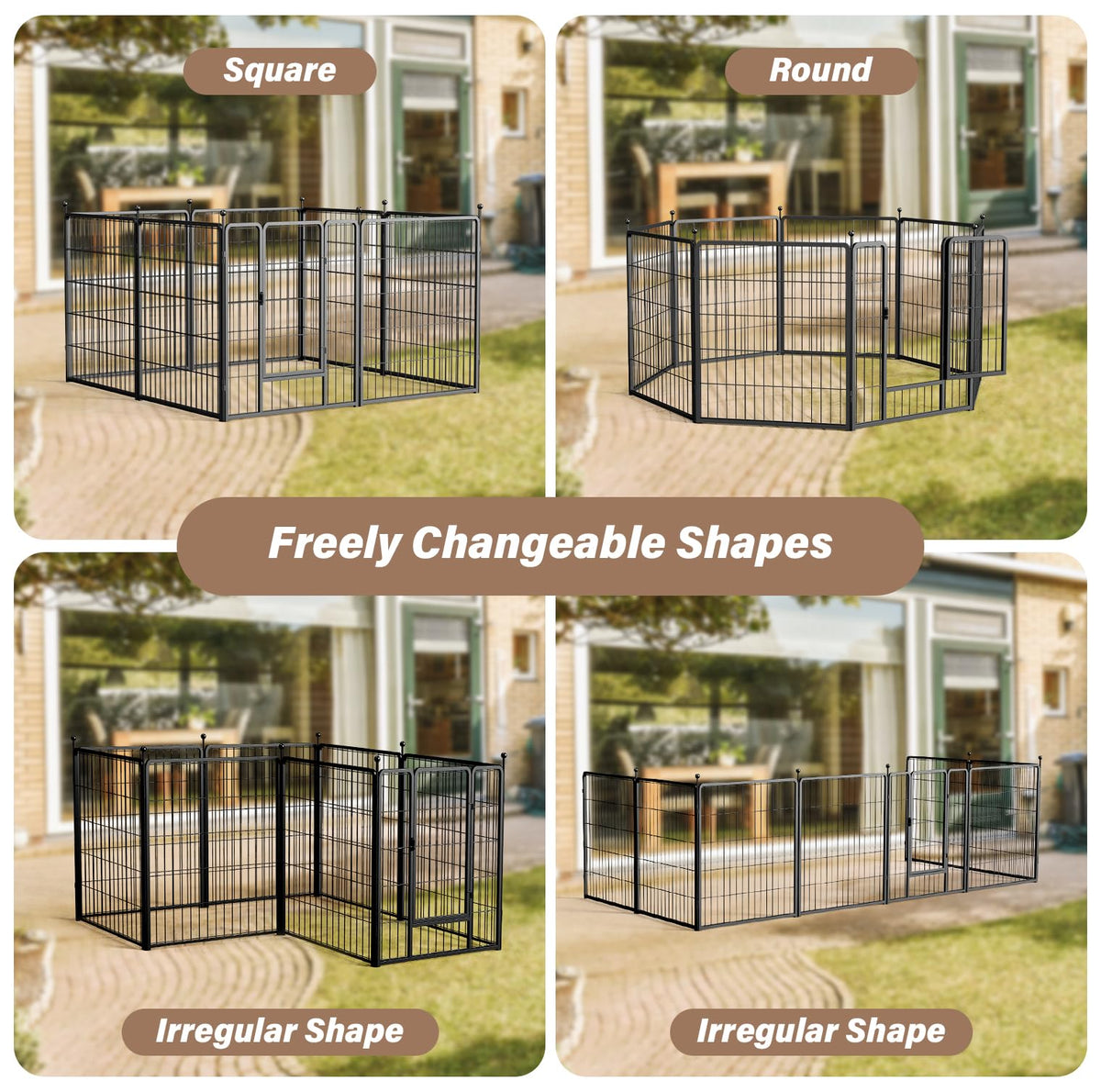 YSSOA Dog Playpen Indoor, Puppy Playpen Indoor Outdoor for Yard, Camping, RV, Heavy Duty Dog Pen for Puppies/Small/Medium Dogs, Black