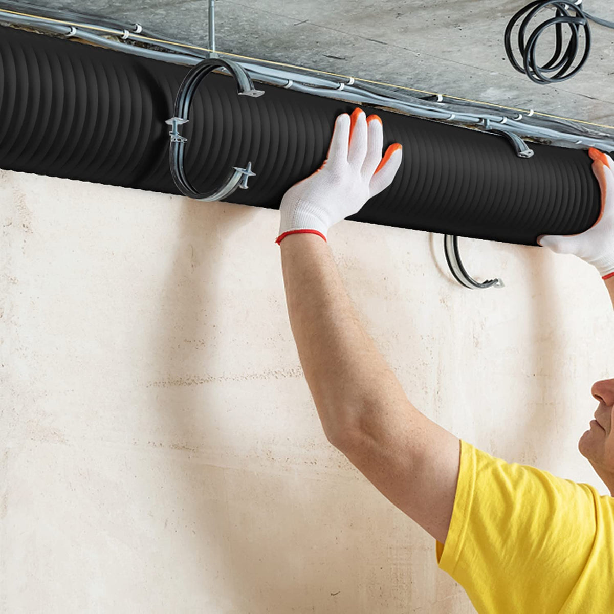iPower Flexible 6 Inch 8 Feet Aluminum Ducting 4 Layer Protection Dryer Vent Hose for HVAC Heating Cooling Exhaust and Ventilation, 2 Clamps Included, Black