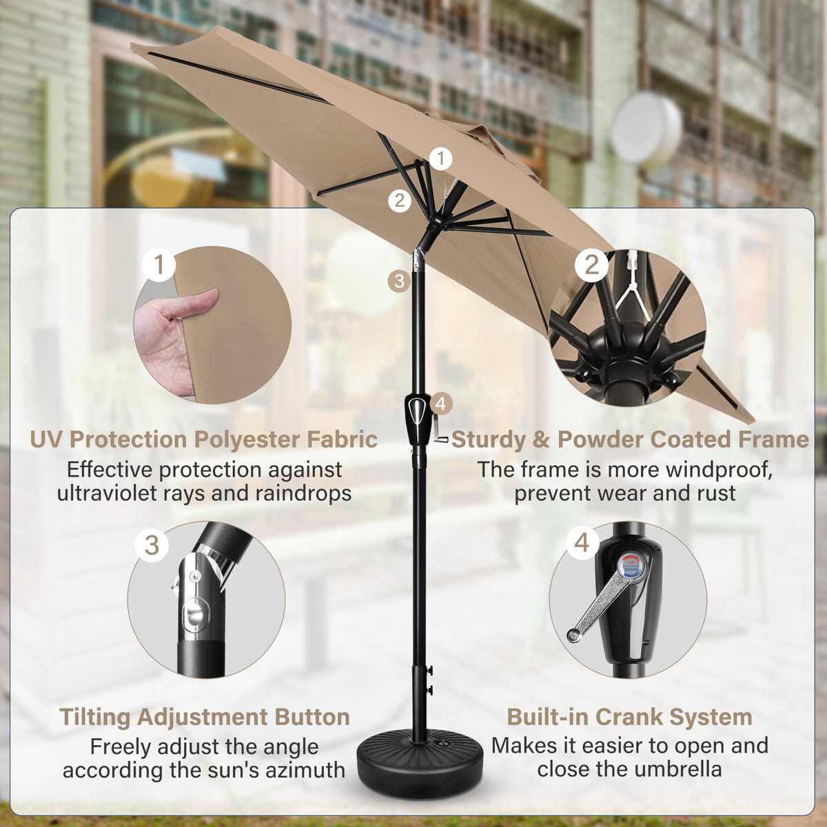 Simple Deluxe Patio Umbrella Outdoor Table Market Yard Umbrella with Push Button