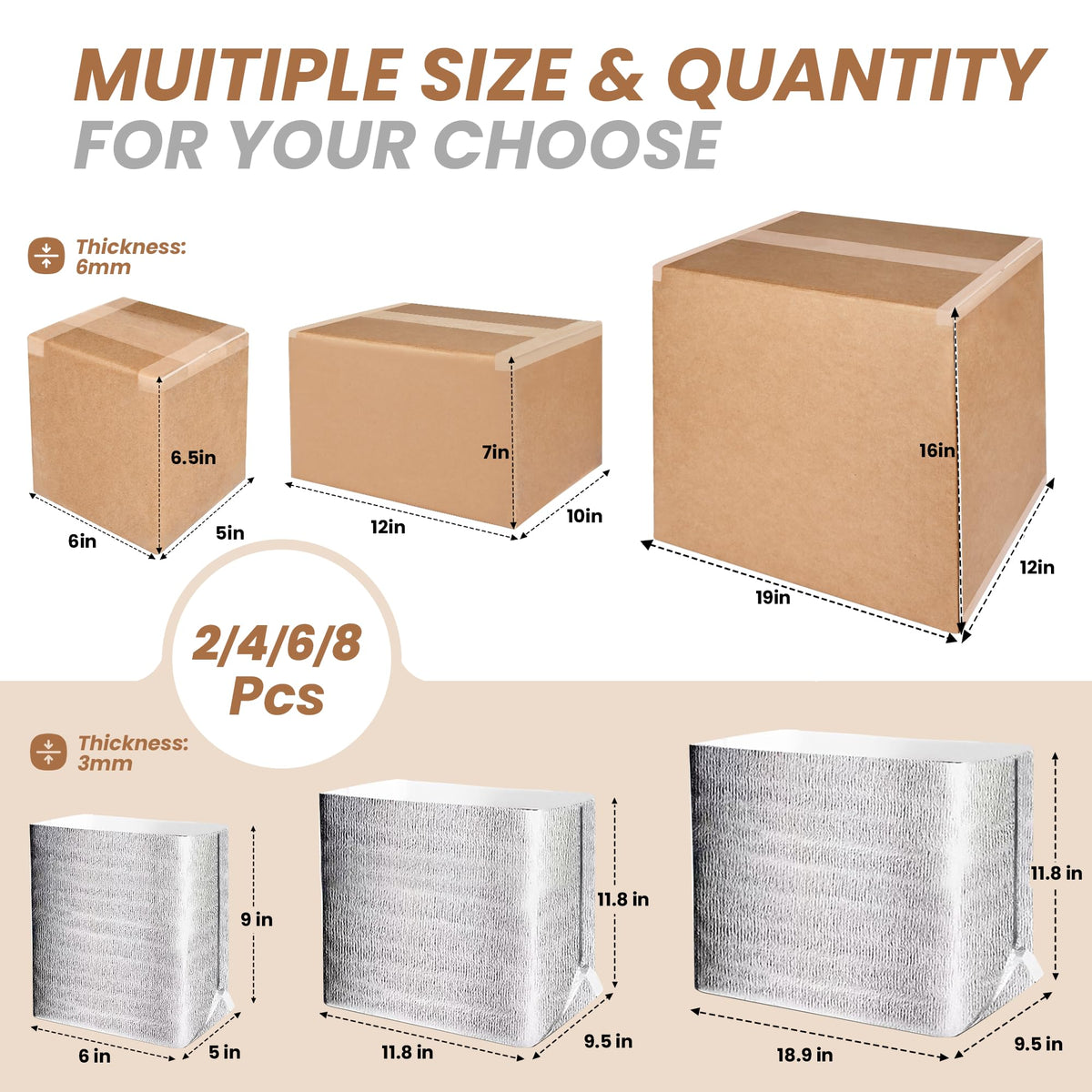 YSSOA Thermo Chill Double Insulated Carton with Foil Insulated Bag Liner, Small Mailing Box, Shipping Box for Mailing, Shipping, Packing, Moving,Box Inside Dimension