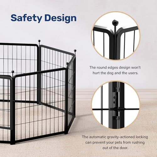 YSSOA Dog Playpen Indoor, Puppy Playpen Indoor Outdoor for Yard, Camping, RV, Heavy Duty Dog Pen for Puppies/Small/Medium Dogs, Black