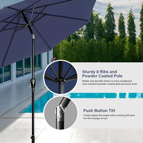 Simple Deluxe Patio Umbrella Outdoor, UV Protection Sunshade with Push Button Tilt/Crank and 8 Sturdy Ribs, for Table Garden Lawn Beach Pool