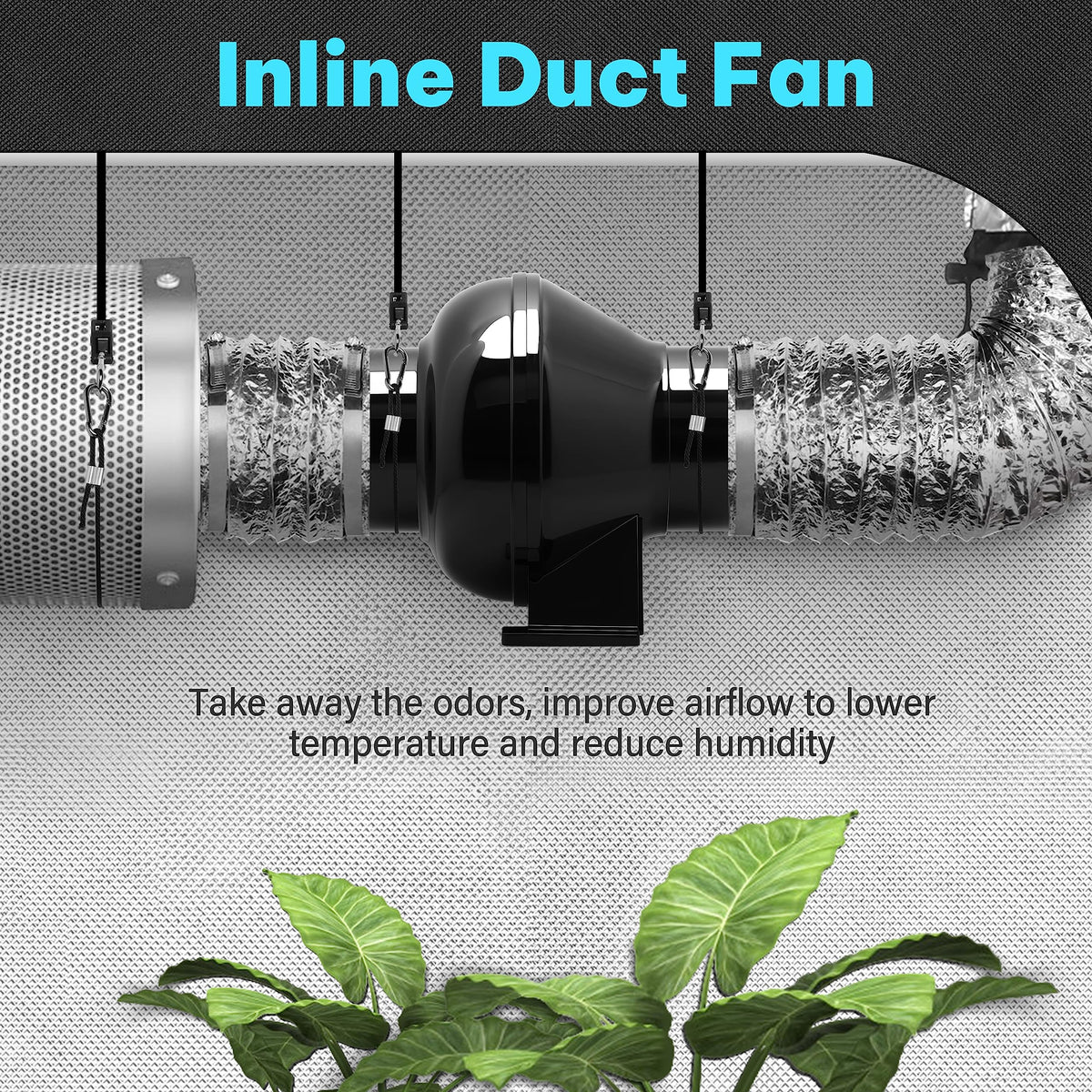 iPower Inline Fan Circulation Vent Blower and Air Carbon Filter Ducting Combo for Grow Tent Ventilation