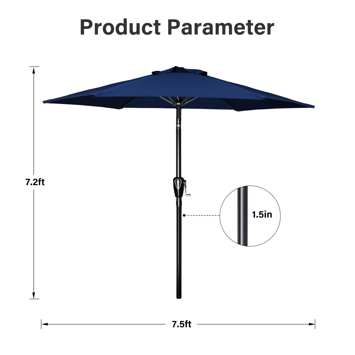 Simple Deluxe Patio Umbrella Outdoor Table Market Yard Umbrella with Push Button