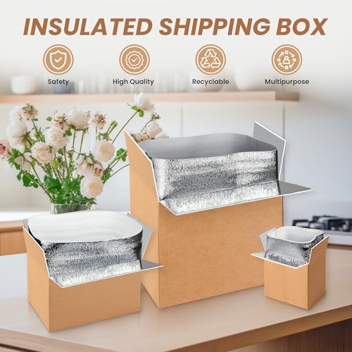 YSSOA Thermo Chill Double Insulated Carton with Foil Insulated Bag Liner, Small Mailing Box, Shipping Box for Mailing, Shipping, Packing, Moving,Box Inside Dimension