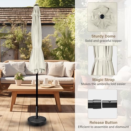 Simple Deluxe 9FT Outdoor Patio Umbrella Table Market Umbrella with Push Button Tilt and Crank, 8 Sturdy Ribs, UV Protection Waterproof for Garden, Lawn, Deck, Backyard, Pool