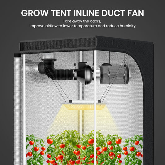 InfiniPower 4 Inch 195 CFM Inline Ventilation Equipment for Grow Tent, Greenhouse, Kitchen