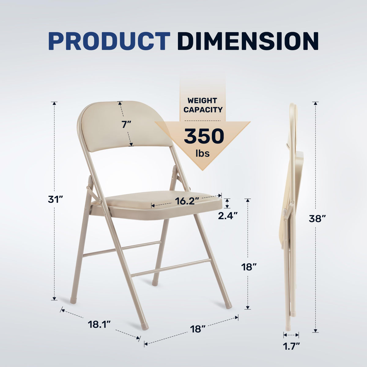 YSSOA 2 Pack Folding Chairs with Padded Vinyl Cushion Seats Commercial Event Seat
