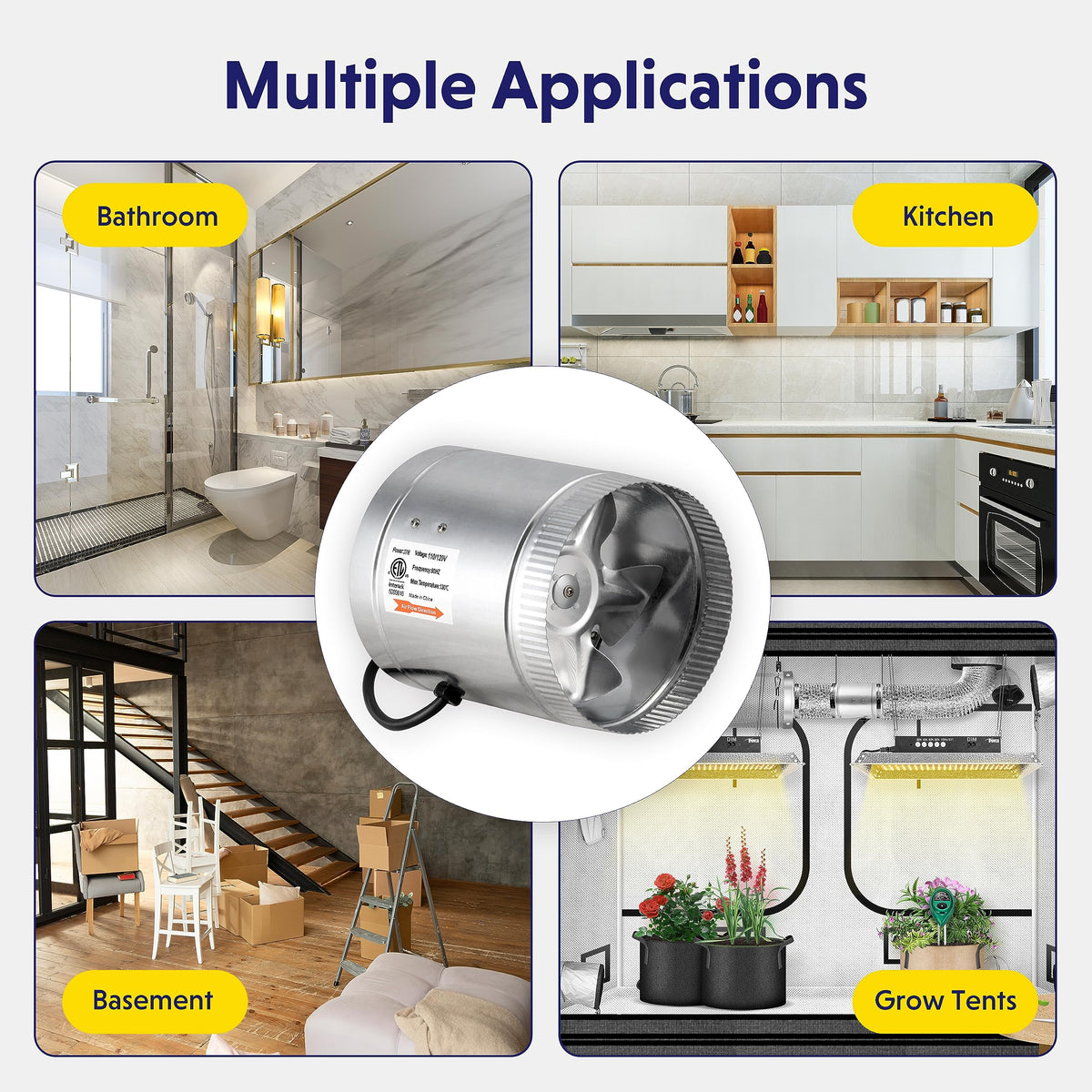 iPower Inline Booster Duct Fan