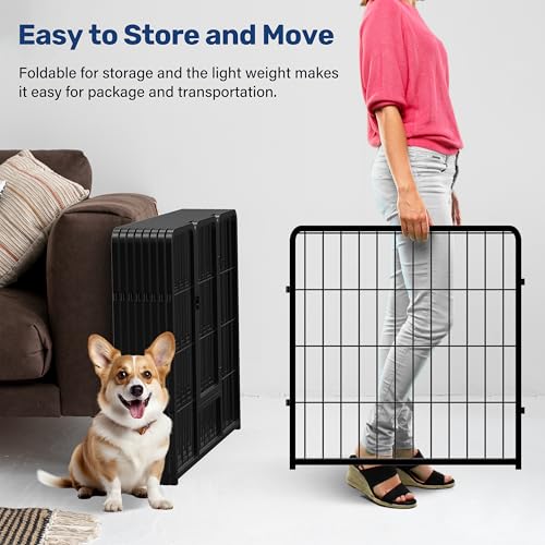 YSSOA Dog Playpen Indoor, Puppy Playpen Indoor Outdoor for Yard, Camping, RV, Heavy Duty Dog Pen for Puppies/Small/Medium Dogs, Black