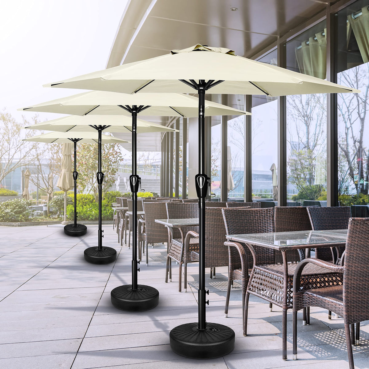 Simple Deluxe Patio Umbrella Outdoor Table Market Yard Umbrella with Push Button