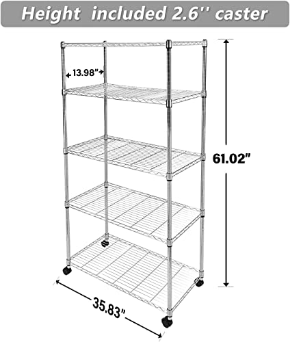 Simple Deluxe Heavy Duty 3-Shelf Shelving with Wheel