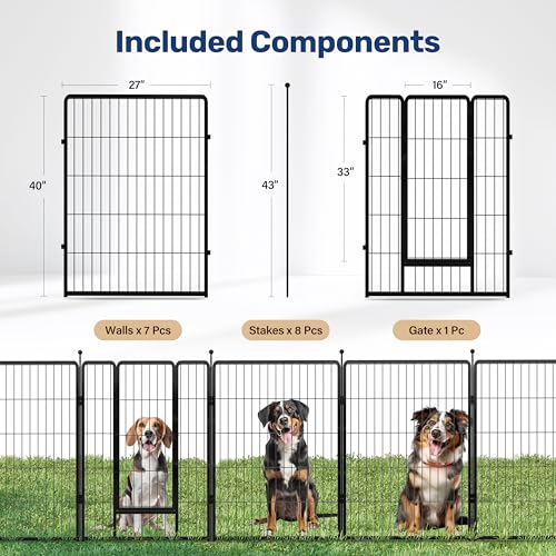 YSSOA Dog Playpen Indoor, Puppy Playpen Indoor Outdoor for Yard, Camping, RV, Heavy Duty Dog Pen for Puppies/Small/Medium Dogs, Black