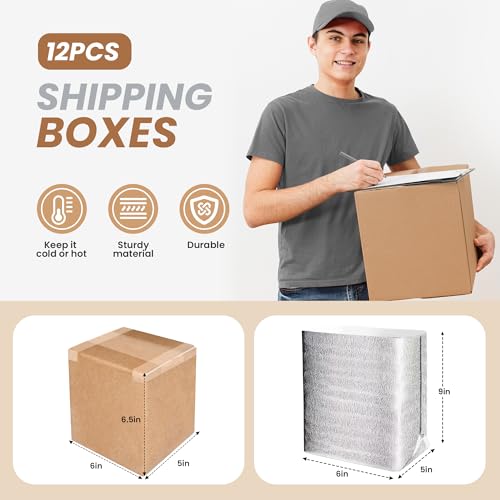 YSSOA Thermo Chill Double Insulated Carton with Foil Insulated Bag Liner, Small Mailing Box, Shipping Box for Mailing, Shipping, Packing, Moving,Box Inside Dimension