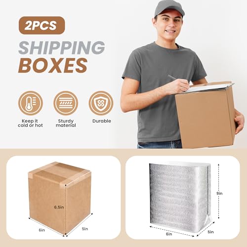 YSSOA Thermo Chill Double Insulated Carton with Foil Insulated Bag Liner, Small Mailing Box, Shipping Box for Mailing, Shipping, Packing, Moving,Box Inside Dimension