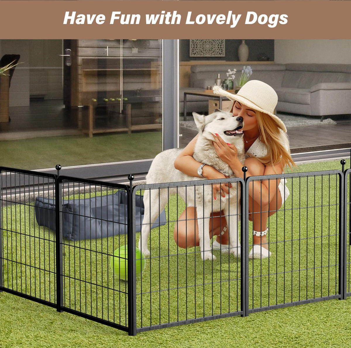YSSOA Dog Playpen Indoor, Puppy Playpen Indoor Outdoor for Yard, Camping, RV, Heavy Duty Dog Pen for Puppies/Small/Medium Dogs, Black