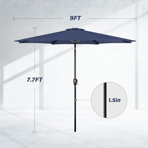 Simple Deluxe Patio Umbrella Outdoor, UV Protection Sunshade with Push Button Tilt/Crank and 8 Sturdy Ribs, for Table Garden Lawn Beach Pool